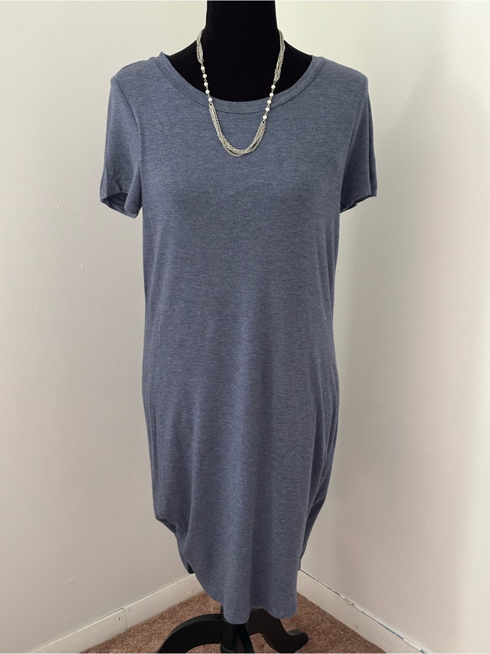 Fleur Bleue Women’s Short Sleeve Knit Tee Dress - Blue